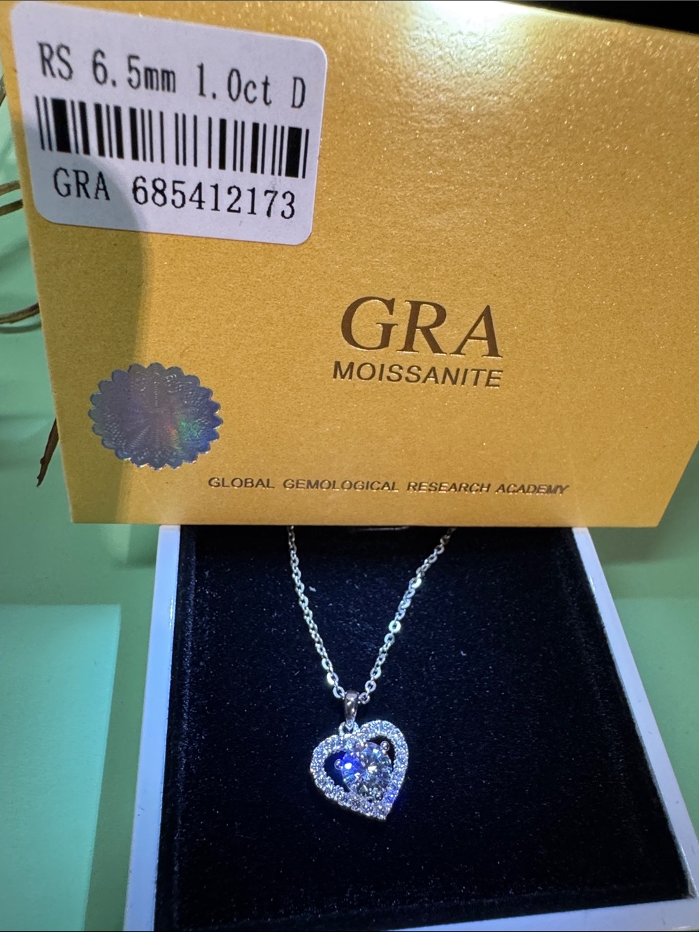 GRA Moissanite Heart Pendant Necklace